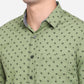 Meadow Green Printed Slim Fit Semi Casual Shirt | Greenfibre