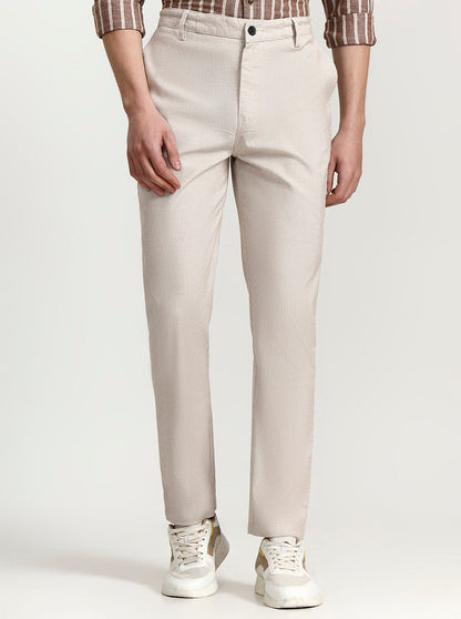 Beige Striped Slim Fit Track Pant | Greenfibre