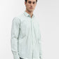 Light Green Striped Smart Fit Semi Casual Shirt | Greenfibre