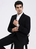 Black Solid Regular Fit Blazer | Greenfibre