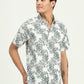 White & Green Printed Slim Fit Casual Shirt | Greenfibre