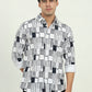 White & Black Printed Slim Fit Casual Shirt | JadeBlue