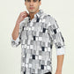 White & Black Printed Slim Fit Casual Shirt | JadeBlue
