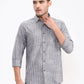 Grey Striped Slim Fit Casual Shirt | Greenfibre