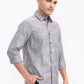 Grey Striped Slim Fit Casual Shirt | Greenfibre