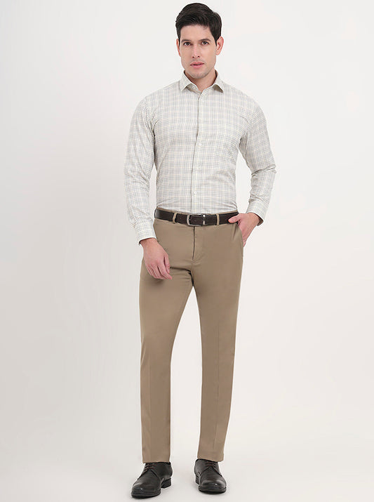 Yellow Checked Slim Fit Formal Shirt | Greenfibre