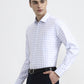 White & Blue Checked Regular Fit Formal Shirt | Greenfibre