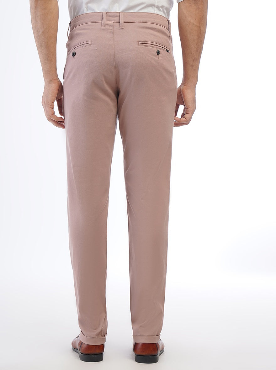 Pink Solid Neo Fit Casual Trouser | Greenfibre