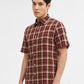 Maroon Checked Slim Fit Casual Shirt | Greenfibre