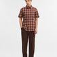 Maroon Checked Slim Fit Casual Shirt | Greenfibre