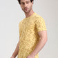Buff Yellow Printed Slim Fit T-Shirt | Greenfibre
