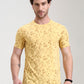 Buff Yellow Printed Slim Fit T-Shirt | Greenfibre