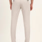 Cream Solid Slim Fit Casual Trouser | Greenfibre