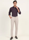 Cream Solid Neo Fit Casual Trouser | Greenfibre