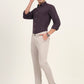 Cream Solid Slim Fit Casual Trouser | Greenfibre