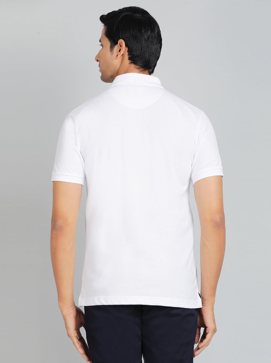 White Solid Regular Fit Polo T-Shirt | Greenfibre