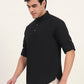 Black Solid Slim Fit Short Kurta | Greenfibre