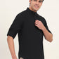 Black Solid Slim Fit Short Kurta | Greenfibre