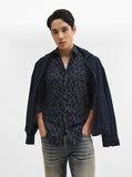 Navy Blue Printed Tailored Fit Semi Casual Shirt | Greenfibre