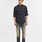 Navy Blue Printed Tailored Fit Semi Casual Shirt | Greenfibre