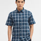 Teal Checked Slim Fit Casual Shirt | Greenfibre