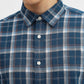 Teal Checked Slim Fit Casual Shirt | Greenfibre