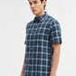 Teal Checked Slim Fit Casual Shirt | Greenfibre