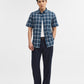 Teal Checked Slim Fit Casual Shirt | Greenfibre