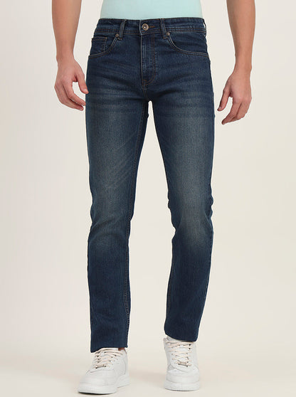 Dark Blue Washed Slim Fit Jeans | Greenfibre