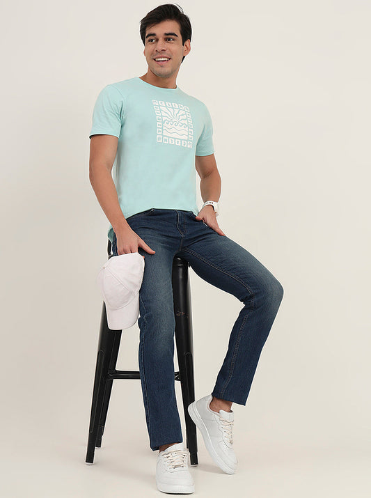 Dark Blue Washed Slim Fit Jeans | Greenfibre