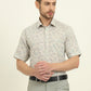 Beige & Green Printed Regular Fit Formal Shirt | JadeBlue