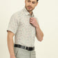 Beige & Green Printed Regular Fit Formal Shirt | JadeBlue