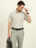 Beige & Green Printed Regular Fit Formal Shirt | JadeBlue