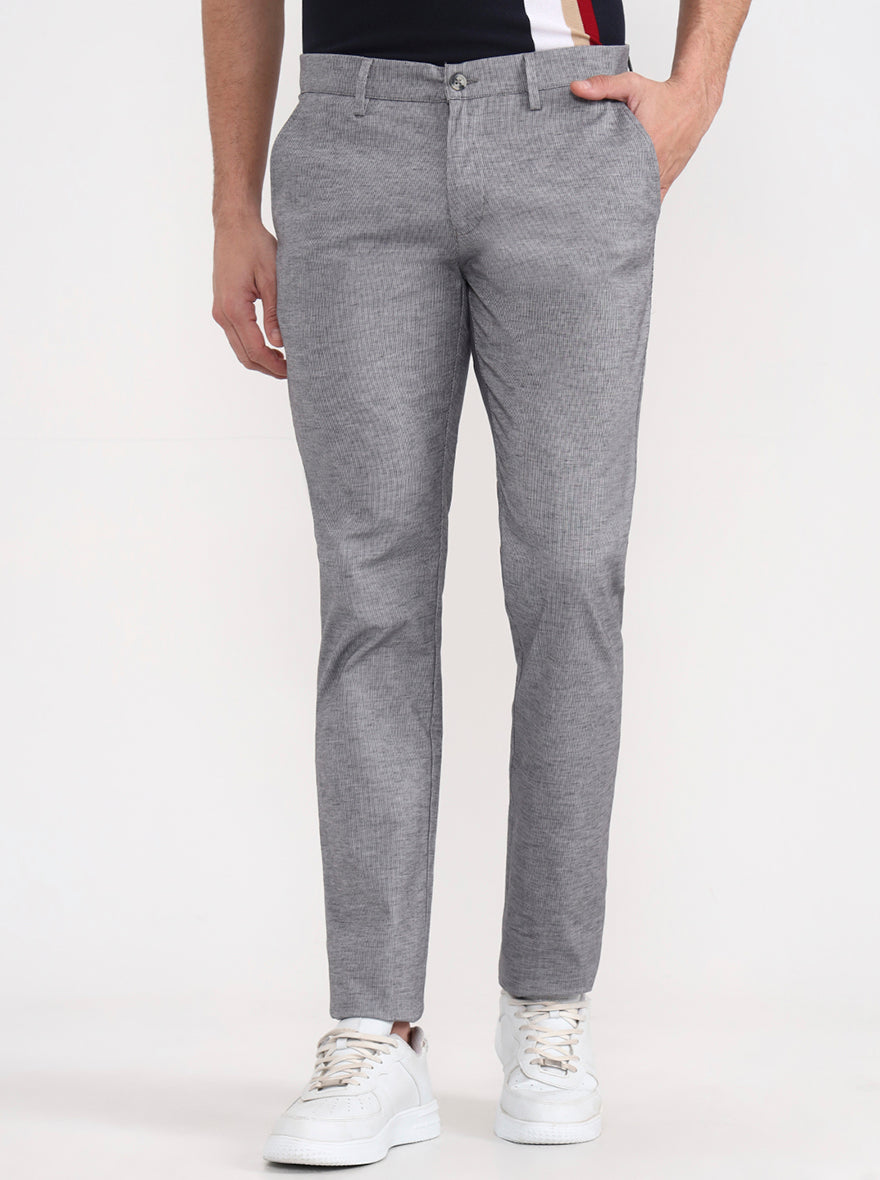 Dark Grey Solid Super Slim Fit Casual Trouser | Greenfibre