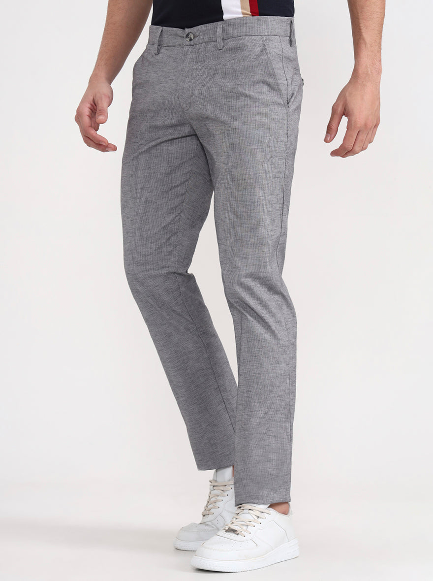 Dark Grey Solid Super Slim Fit Casual Trouser | Greenfibre