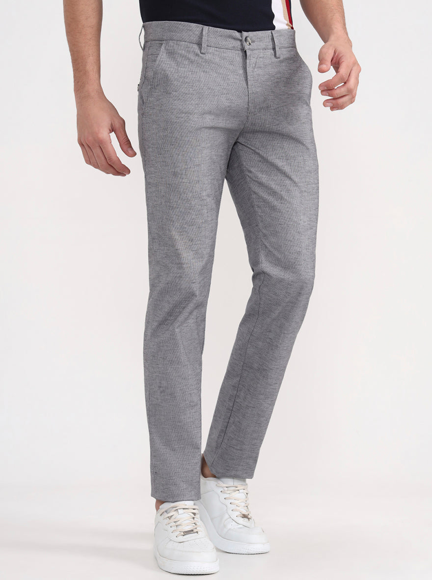 Dark Grey Solid Super Slim Fit Casual Trouser | Greenfibre