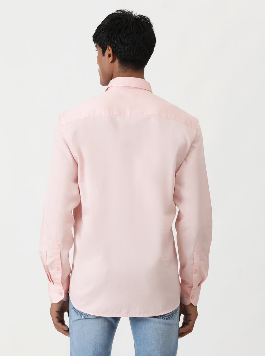 Pink Solid Smart Fit Semi Casual Shirt | Greenfibre