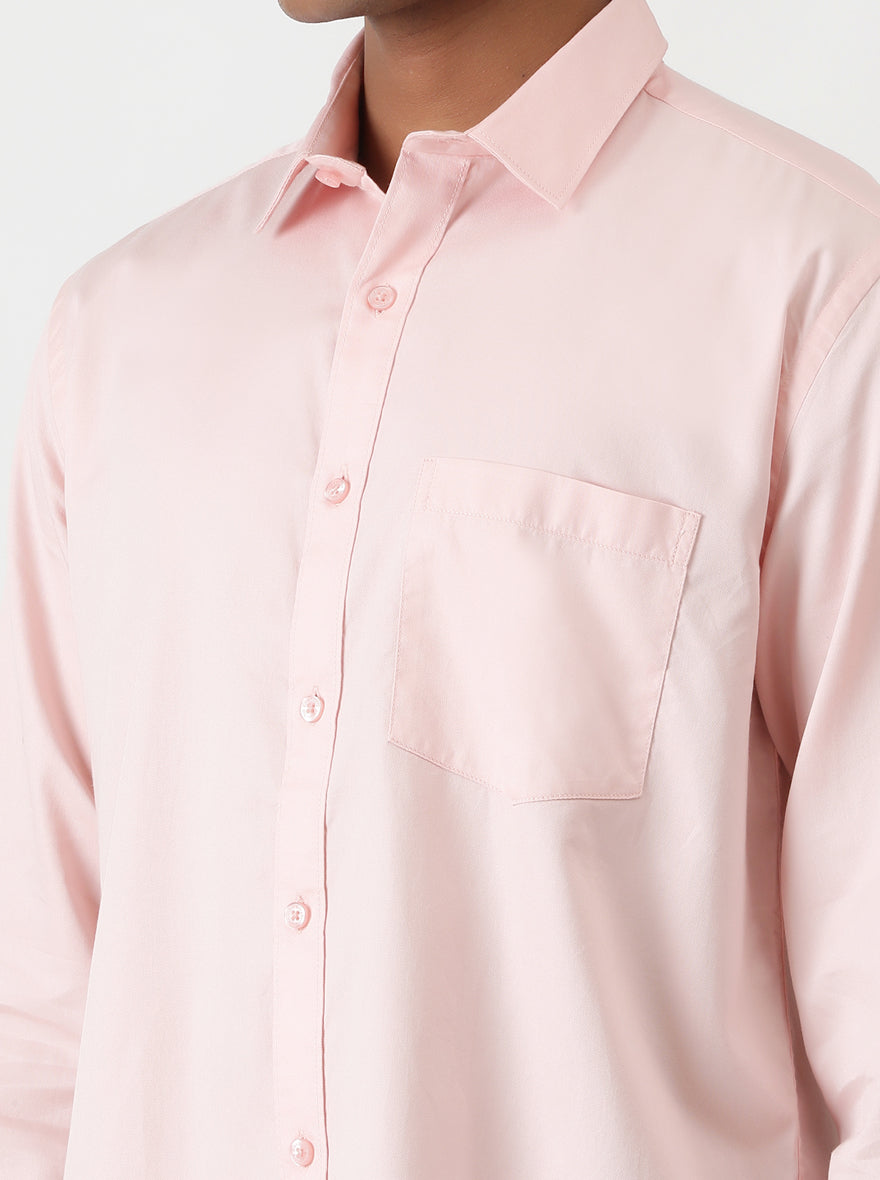 Pink Solid Smart Fit Semi Casual Shirt | Greenfibre