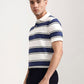 Blue & White Striped Slim Fit Polo T-Shirt | Greenfibre