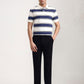 Blue & White Striped Slim Fit Polo T-Shirt | Greenfibre