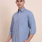 Blue Solid Slim Fit Semi Casual Shirt | Greenfibre