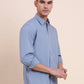 Blue Solid Slim Fit Semi Casual Shirt | Greenfibre