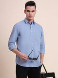 Blue Solid Slim Fit Semi Casual Shirt | Greenfibre
