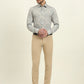 Grey & Blue Printed Slim Fit Party Wear Shirt | Wyre