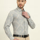 Grey & Blue Printed Slim Fit Party Wear Shirt | Wyre