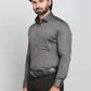 Dark Grey Checked Slim Fit Party Wear Shirt | Greenfibre