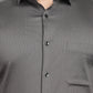 Dark Grey Checked Slim Fit Party Wear Shirt | Greenfibre