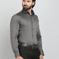 Dark Grey Checked Slim Fit Party Wear Shirt | Greenfibre