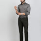 Dark Grey Checked Slim Fit Party Wear Shirt | Greenfibre