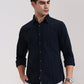 Dark Navy Blue Solid Slim Fit Casual Shirt | Greenfibre